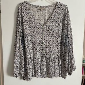 Loft long sleeve floral peplum blouse